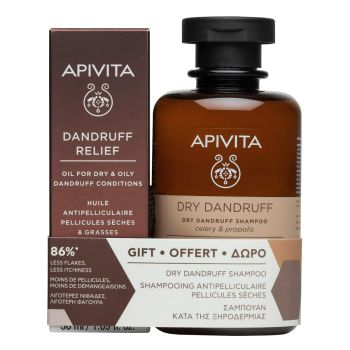 Apivita Promo Dandruff Relief Oil 50ml & Dry Dandruff Shampoo 250ml, Λάδι κατά της Ξηροδερμίας & της Πιτυρίδας & Δώρο Σαμπουάν κατά της Ξηροδερμίας