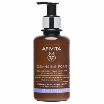 Apivita Cleansing Κρεμώδης Αφρός Καθαρισμού για Πρόσωπο & Μάτια με Ελιά & Λεβάντα 200ml 