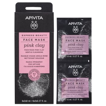 Apivita Express Beauty Για Απαλο Καθαρισμο Με Ροζ Άργιλο 2x8ml