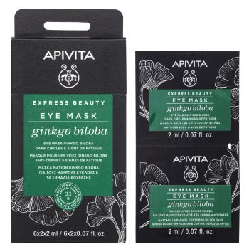 Apivita Express Beauty Μάσκα Ματιών για Μαύρους Κύκλους και Σημάδια Κούρασης Με Ginkgo Biloba 2x2ml