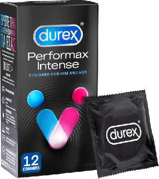 Durex Performax Intense Προφυλακτικά Με Κουκκίδες, Ραβδώσεις και Επιβραδυντικό Τζελ 12 τεμάχια