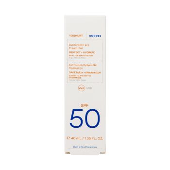 Korres Yoghurt Hydrate your Skin Sunscreen Face Cream Gel Spf50 Αντηλιακή Κρέμα-Gel Υψηλής Προστασίας για Πρόσωπο & Ενυδατική Κρέμα-Gel Προσώπου με Προβιοτικά για Κανονική, Μεικτή Επιδερμίδα 40ml