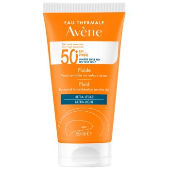 Avene Fluide Solaire Spf50+ Λεπτόρρευστη Αντηλιακή Κρέμα Προσώπου Λαιμού Πολύ Υψηλής Προστασίας για το Κανονικό - Μικτό Ευαίσθητο Δέρμα , 50ml