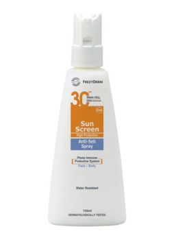 Frezyderm-Αντηλιακό-Spray-Για-Πρόσωπο-Και-Σώμα-Για-Λιπαρά-Δέρματα-Sunscreen-Spray-Anti-Seb-SPF-30-150-ml