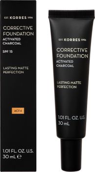 Korres Activated Charcoal Corrective Foundation SPF10 ACF4 Διορθωτικό Make Up Υψηλής Κάλυψης 30ml