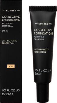 Korres Activated Charcoal Corrective Foundation SPF15 ACF2 Διορθωτικό Make Up Υψηλής Κάλυψης 30ml