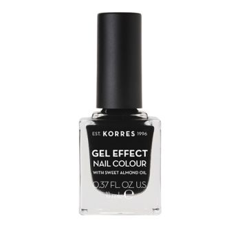 Korres Gel Effect Nail Colour 11ml - Black 100 Βερνίκι Νυχιών Απόλυτης Λάμψης & Διάρκειας, με Αμυγδαλέλαιο