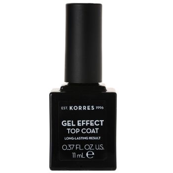 Korres Gel Effect Nail Colour 11ml - Top Coat Βερνίκι Νυχιών Απόλυτης Λάμψης & Διάρκειας, με Αμυγδαλέλαιο