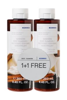 Korres PROMO Body Cleanser Vanilla Cinnamon 250ml Αφρόλουτρο Άρωμα Βανίλια Κανέλα 1+1 ΔΩΡΟ