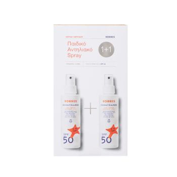 Korres Promo Kids Comfort Sunscreen Spray Face & Body Spf50 Coconut & Almond 2x150ml 