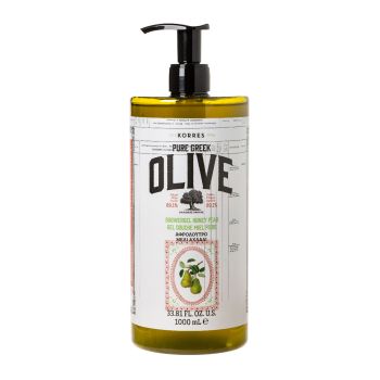 Korres Pure Greek Olive Shower Gel Honey & Pear Αφρόλουτρο με Εκχύλισμα Φύλλων Ελιάς & Άρωμα Μελιού 1000ml