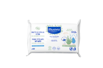 Mustela Organic Cotton Wipes with Water Μαντηλάκια Καθαρισμού 60 Τεμάχια