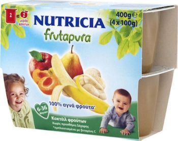 Nutricia Frutapura Έτοιμη Φρουτόκρεμα 5 Φρούτων από 6-36 Μηνών 4x100gr