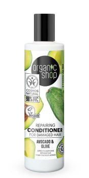 Organic Shop Μαλακτικό Επανόρθωσης για Ταλαιπωρημένα Μαλλιά, Αβοκάντο & Ελιά, 280ml