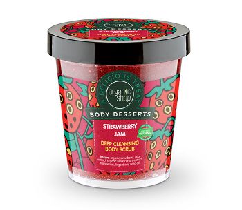 Organic Shop Body Desserts Strawberry Jam , Μαρμελάδα Φράουλα Απολεπιστικό σώματος για βαθύ καθαρισμό , 450 ml.

