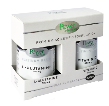 Power Of Nature Platinum Range L-Glutamine 500mg 30caps & Vitamin C 1000mg 20tabs
