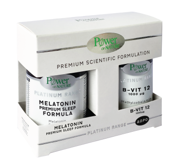 Power Of Nature Platinum Range Melatonin Premium Sleep Formula 30 κάψουλες Συμπλήρωμα για τον Ύπνο & B-Vit 12 1000μg 20 ταμπλέτες