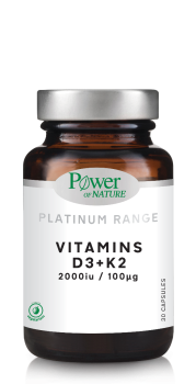 Power Of Nature Platinum Range Vitamins D3+K2 2000iu 30caps 