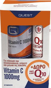 Quest promo Vitamin C 1000mg Timed Release 60 ταμπλέτες + Once A Day Q10 & Vitamins B, C & E 20 αναβράζοντα δισκία