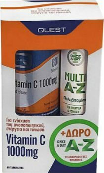 Quest Promo  Vitamin C 1000mg Timed Release 60caps & Once A Day A-Z 20 Αναβράζοντα Δισκία